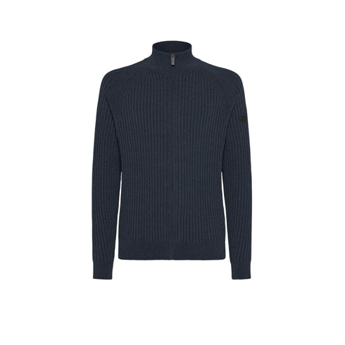 Cardigan Uomo full zip, in ciniglia, lavorato a coste